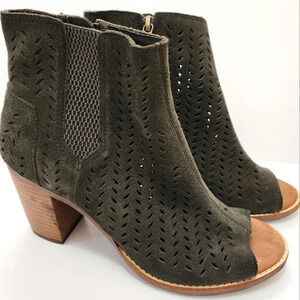 Toms Womens Olive Green Majorca Peep Toe, sz 8.5
